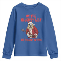 Terrifier Santa Christmas Movie Youth Sweatshirt On The Naughty List And I Regret Nothing - Wonder Print Shop