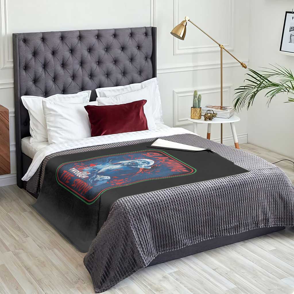 Terrifier Santa Christmas Throw Blanket Slashing Through The Snow - Wonder Print Shop