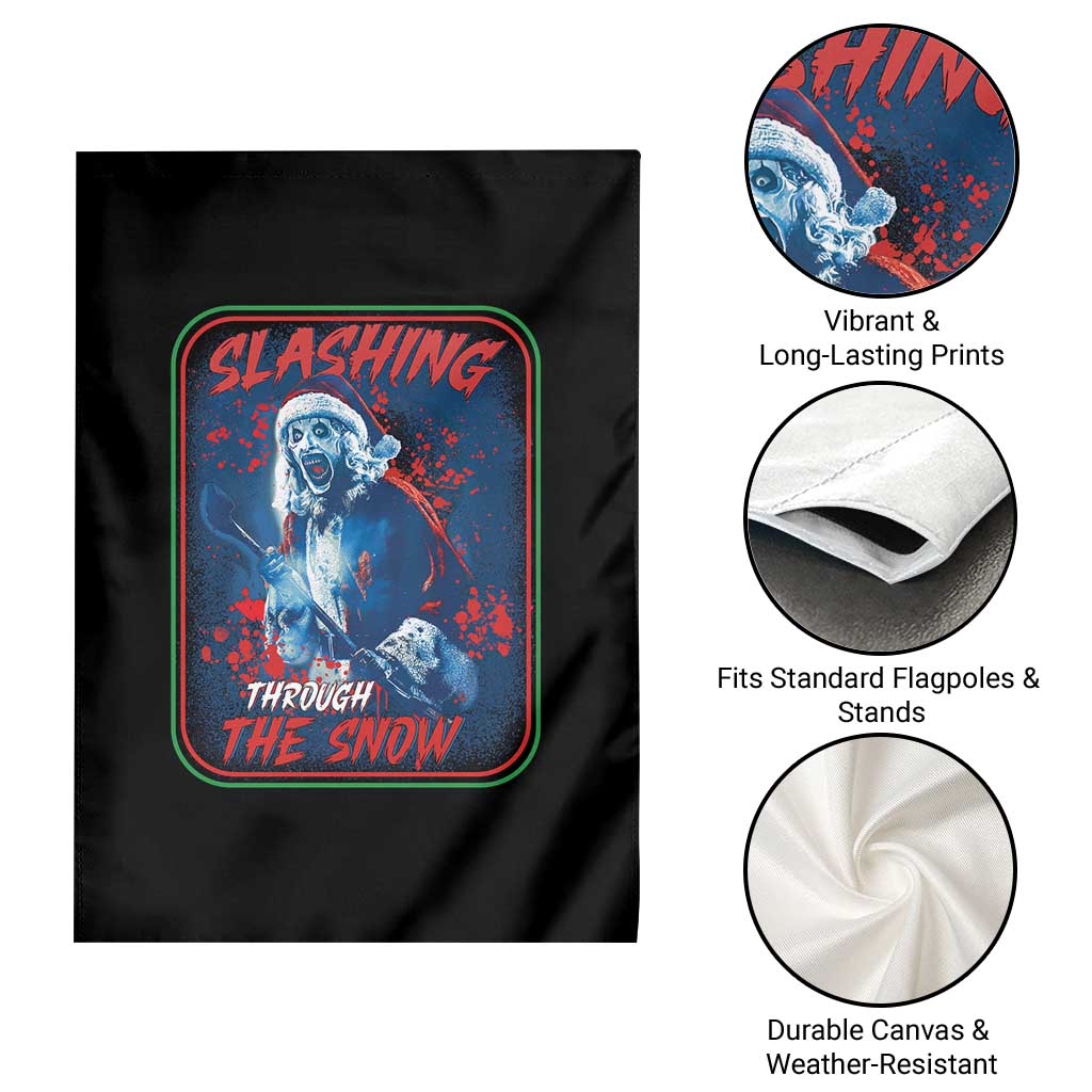 Terrifier Santa Christmas Garden Flag Slashing Through The Snow - Wonder Print Shop