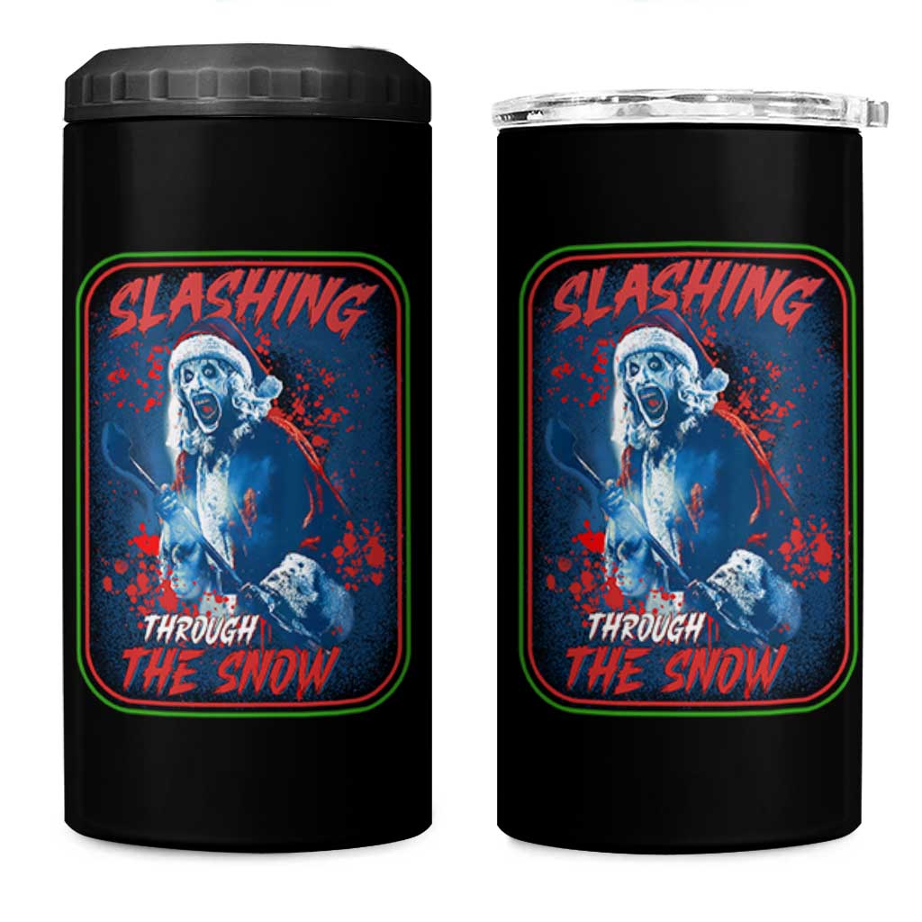 Terrifier Santa Christmas 4 in 1 Can Cooler Tumbler Slashing Through The Snow - Wonder Print Shop