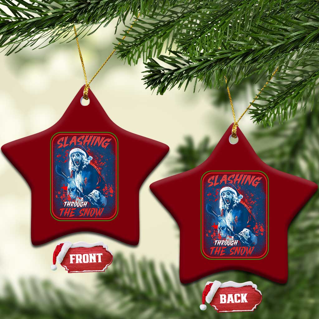 Terrifier Santa Christmas Ceramic Ornament Slashing Through The Snow - Wonder Print Shop