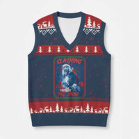 Terrifier Santa Xmas V-Neck Knit Sweater Vest Slashing Through The Snow - Wonder Print Shop