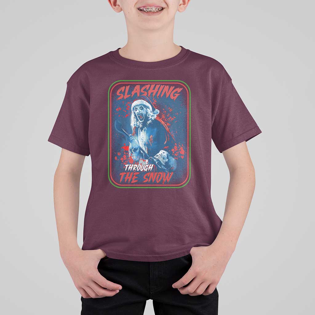 Terrifier Santa Christmas T Shirt For Kid Slashing Through The Snow - Wonder Print Shop