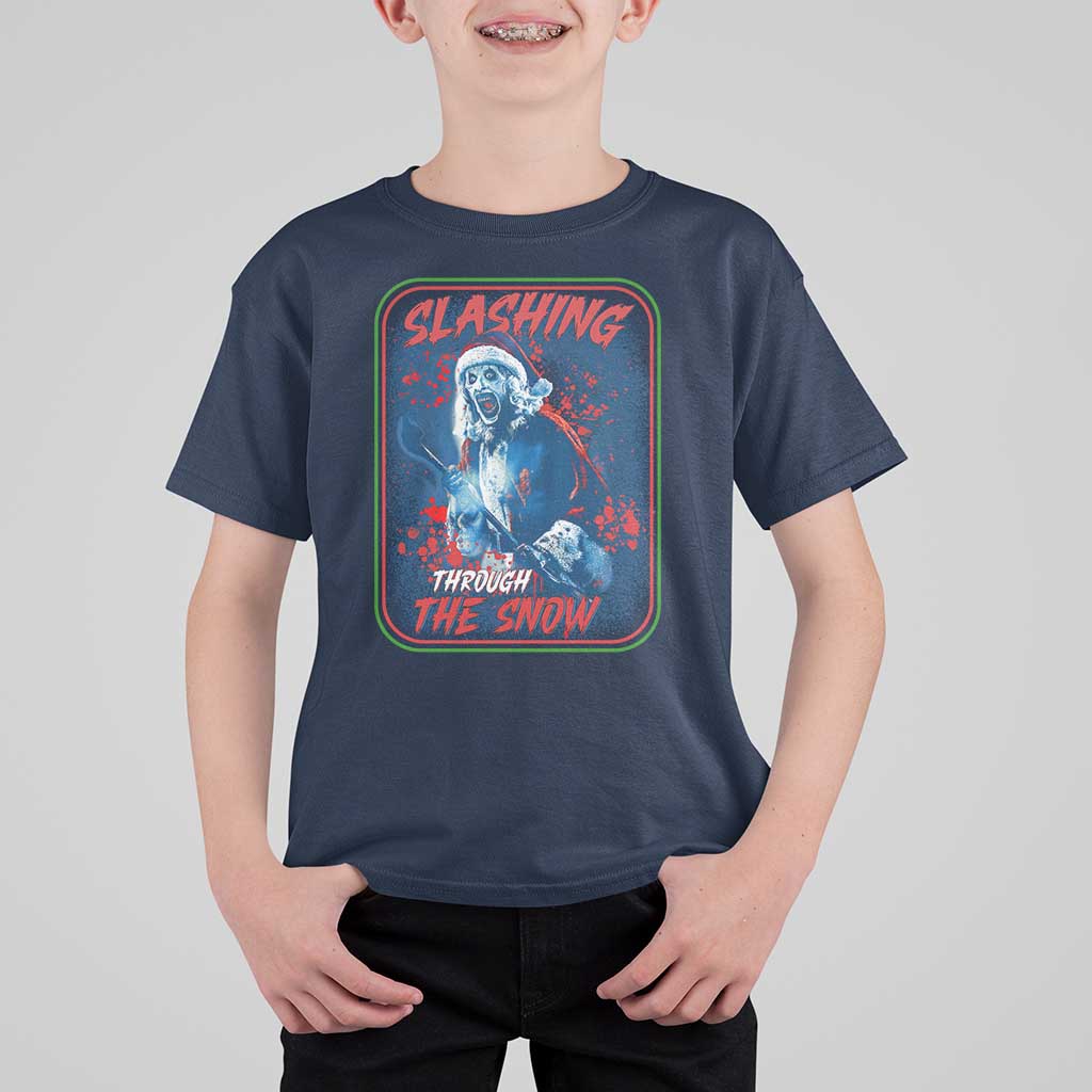 Terrifier Santa Christmas T Shirt For Kid Slashing Through The Snow - Wonder Print Shop