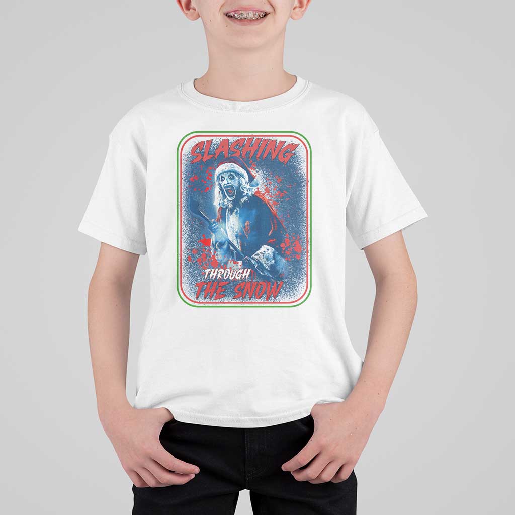 Terrifier Santa Christmas T Shirt For Kid Slashing Through The Snow - Wonder Print Shop