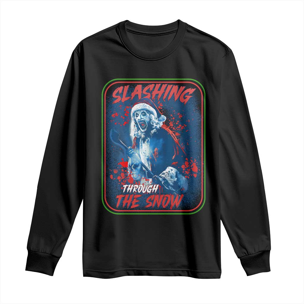 Terrifier Santa Christmas Long Sleeve Shirt Slashing Through The Snow - Wonder Print Shop
