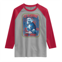 Terrifier Santa Christmas Raglan Shirt Slashing Through The Snow - Wonder Print Shop