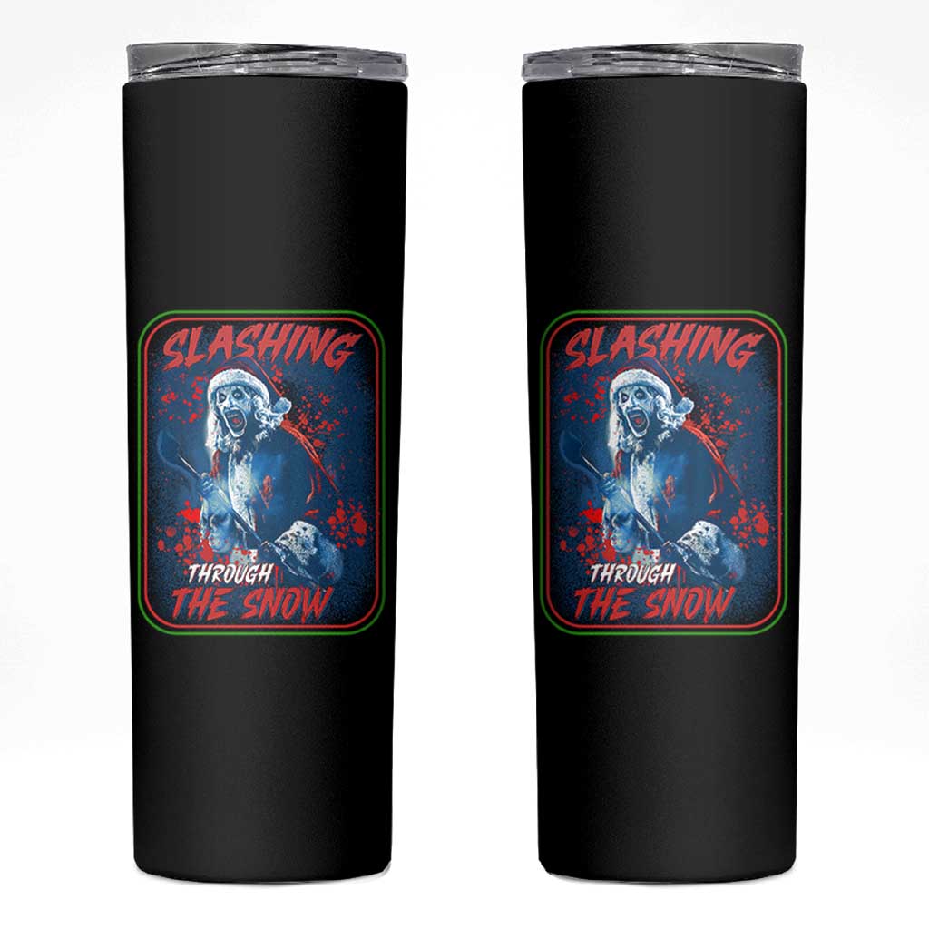 Terrifier Santa Christmas Skinny Tumbler Slashing Through The Snow - Wonder Print Shop