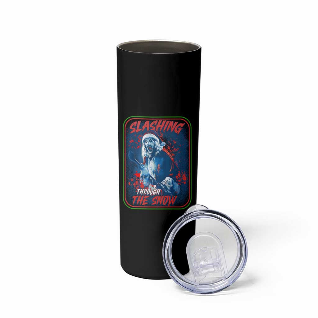 Terrifier Santa Christmas Skinny Tumbler Slashing Through The Snow - Wonder Print Shop
