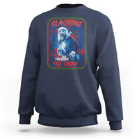 Terrifier Santa Christmas Sweatshirt Slashing Through The Snow - Wonder Print Shop