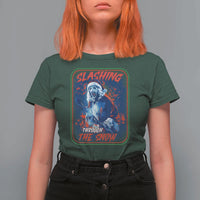 Terrifier Santa Christmas T Shirt For Women Slashing Through The Snow - Wonder Print Shop