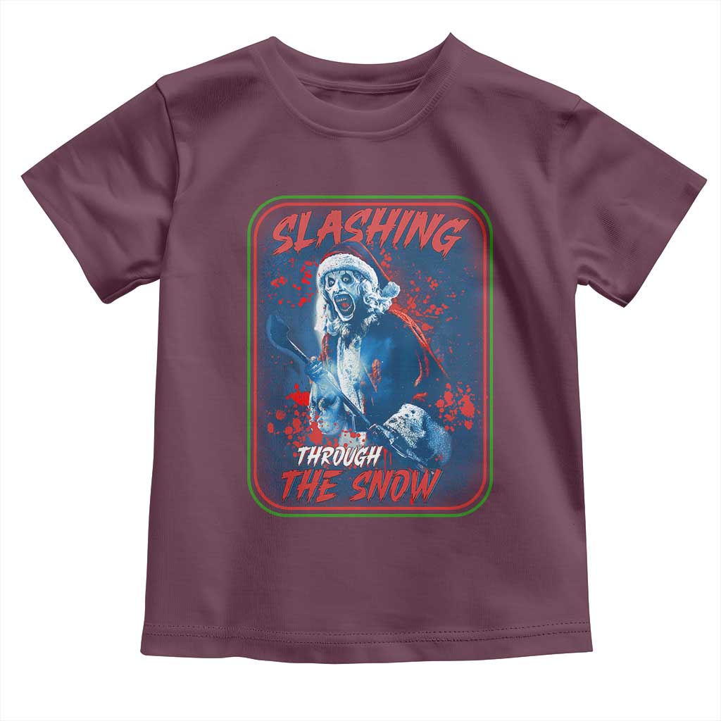 Terrifier Santa Christmas Toddler T Shirt Slashing Through The Snow - Wonder Print Shop