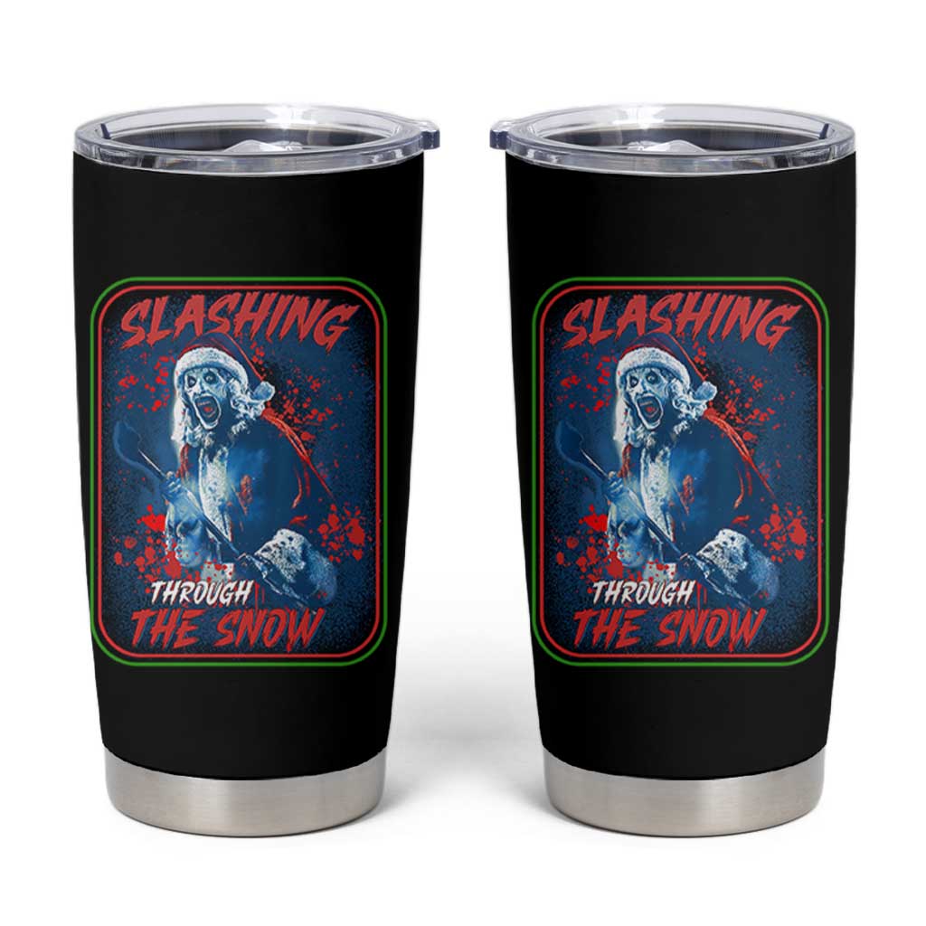 Terrifier Santa Christmas Tumbler Cup Slashing Through The Snow - Wonder Print Shop