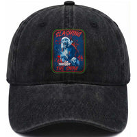 Terrifier Santa Christmas Washed Cotton Baseball Cap Slashing Through The Snow