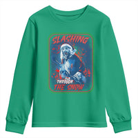 Terrifier Santa Christmas Youth Sweatshirt Slashing Through The Snow - Wonder Print Shop