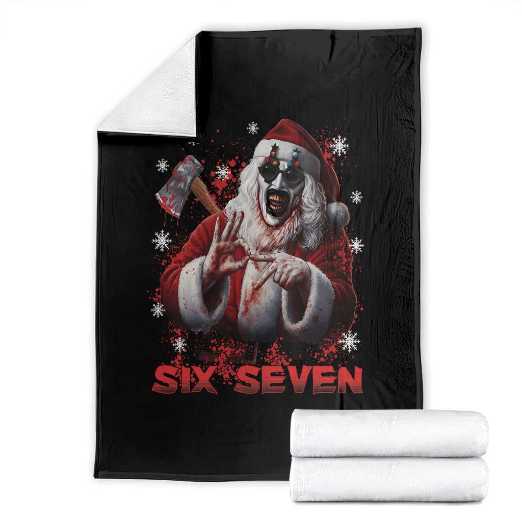 67 Terrifier Santa Horror Christmas Throw Blanket Funny Six Seven Meme Holiday Movie - Wonder Print Shop
