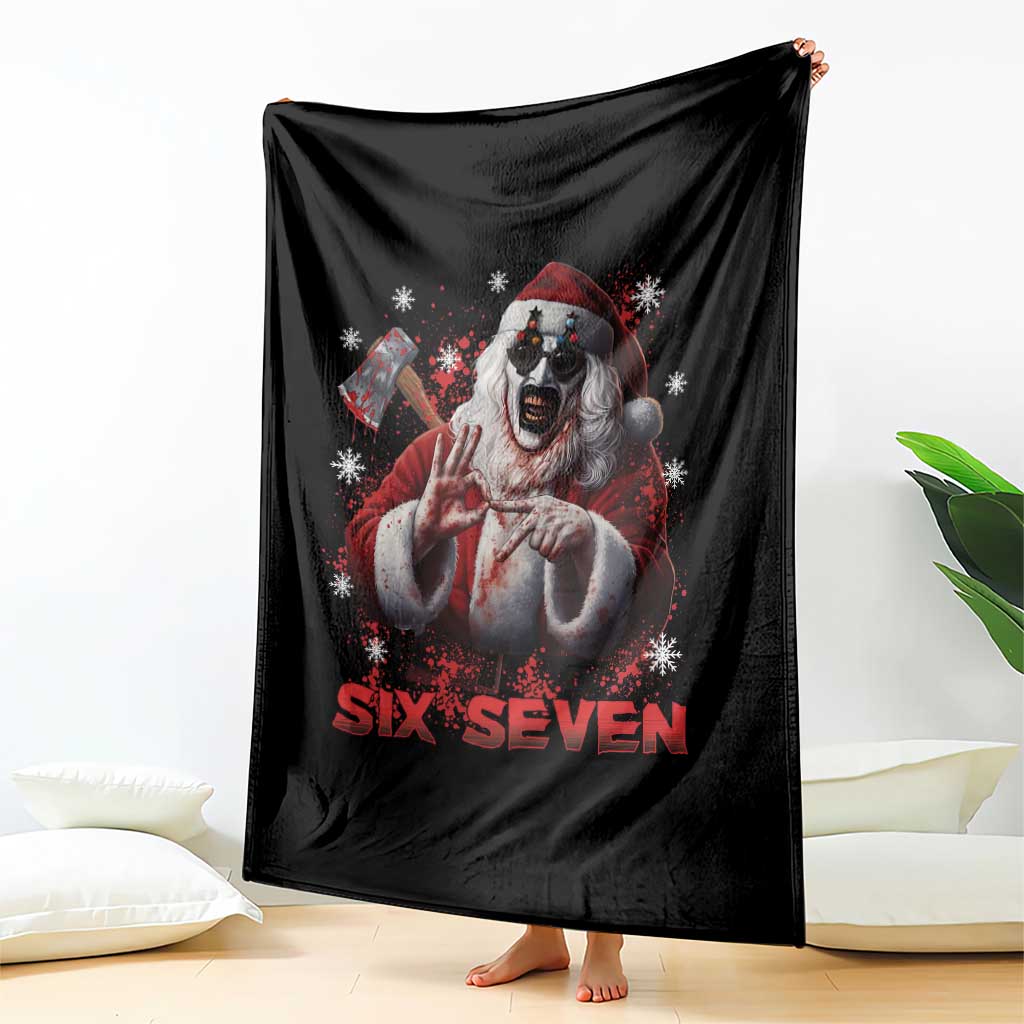 67 Terrifier Santa Horror Christmas Throw Blanket Funny Six Seven Meme Holiday Movie - Wonder Print Shop