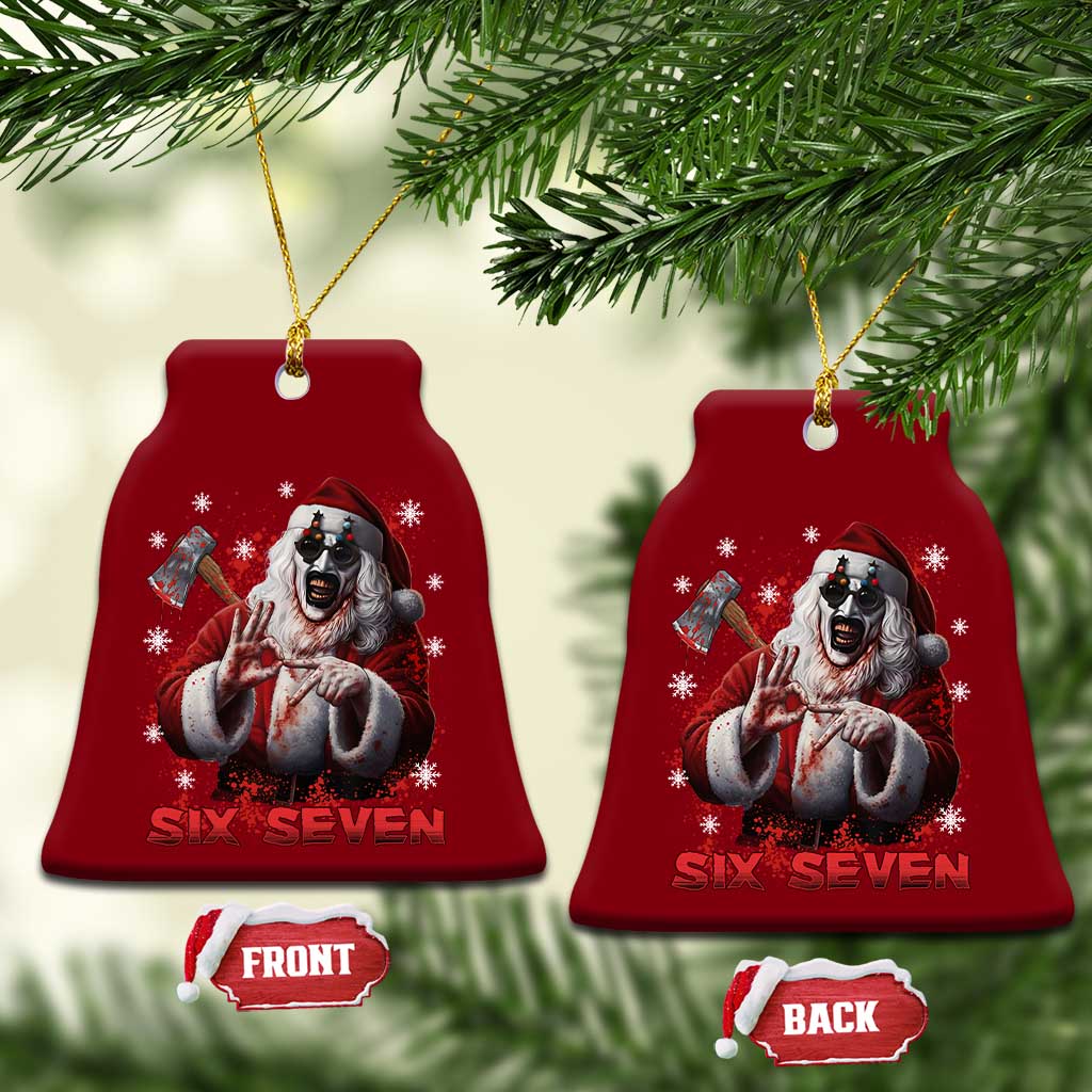 67 Terrifier Santa Horror Christmas Ceramic Ornament Funny Six Seven Meme Holiday Movie - Wonder Print Shop