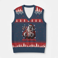 67 Terrifier Santa Horror Xmas V-Neck Knit Sweater Vest Funny Six Seven Meme Holiday Movie - Wonder Print Shop