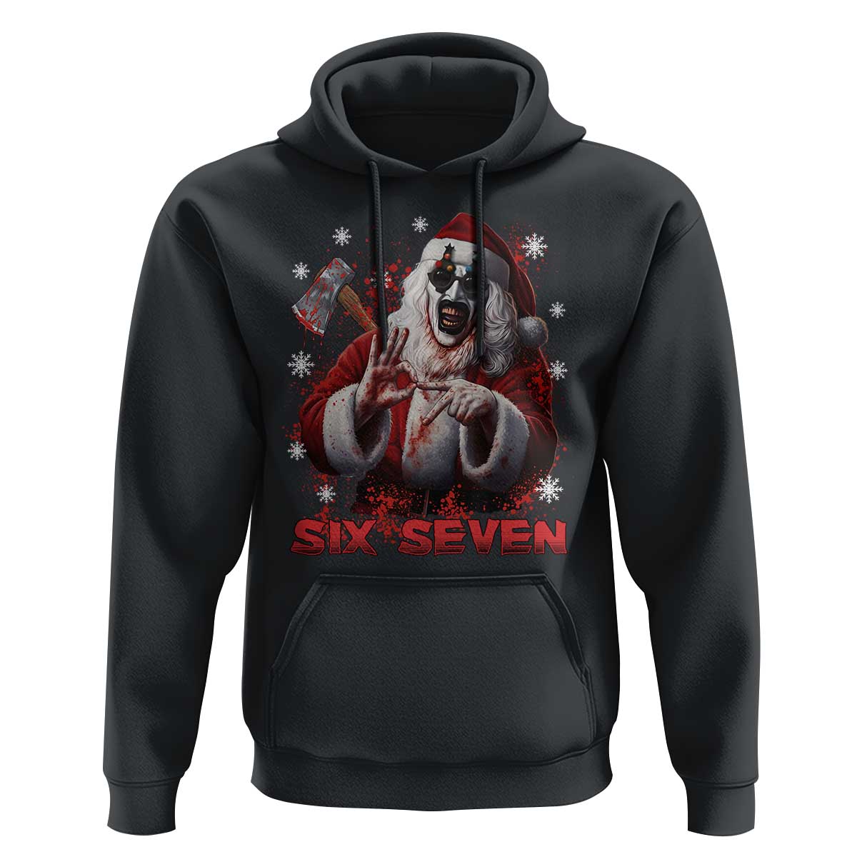 67 Terrifier Santa Horror Christmas Hoodie Funny Six Seven Meme Holiday Movie - Wonder Print Shop