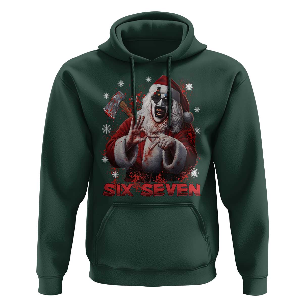 67 Terrifier Santa Horror Christmas Hoodie Funny Six Seven Meme Holiday Movie - Wonder Print Shop