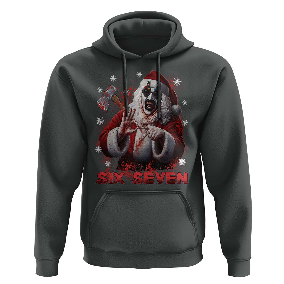 67 Terrifier Santa Horror Christmas Hoodie Funny Six Seven Meme Holiday Movie - Wonder Print Shop