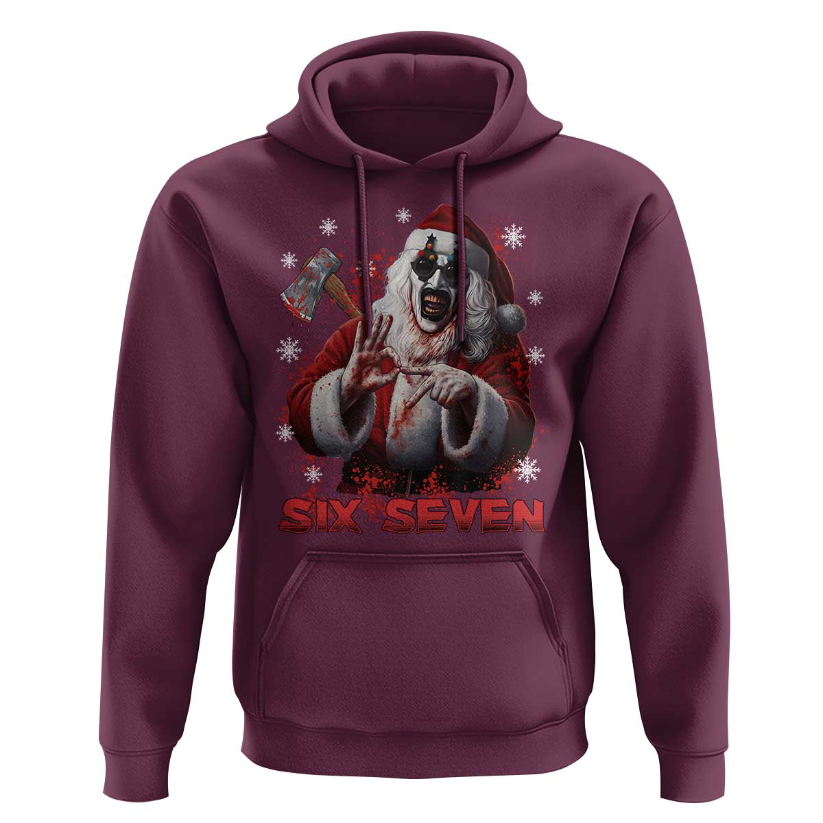 67 Terrifier Santa Horror Christmas Hoodie Funny Six Seven Meme Holiday Movie - Wonder Print Shop