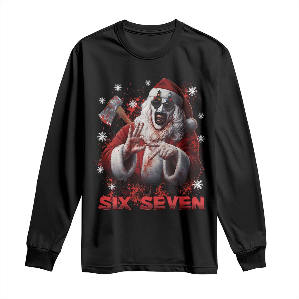 67 Terrifier Santa Horror Christmas Long Sleeve Shirt Funny Six Seven Meme Holiday Movie - Wonder Print Shop
