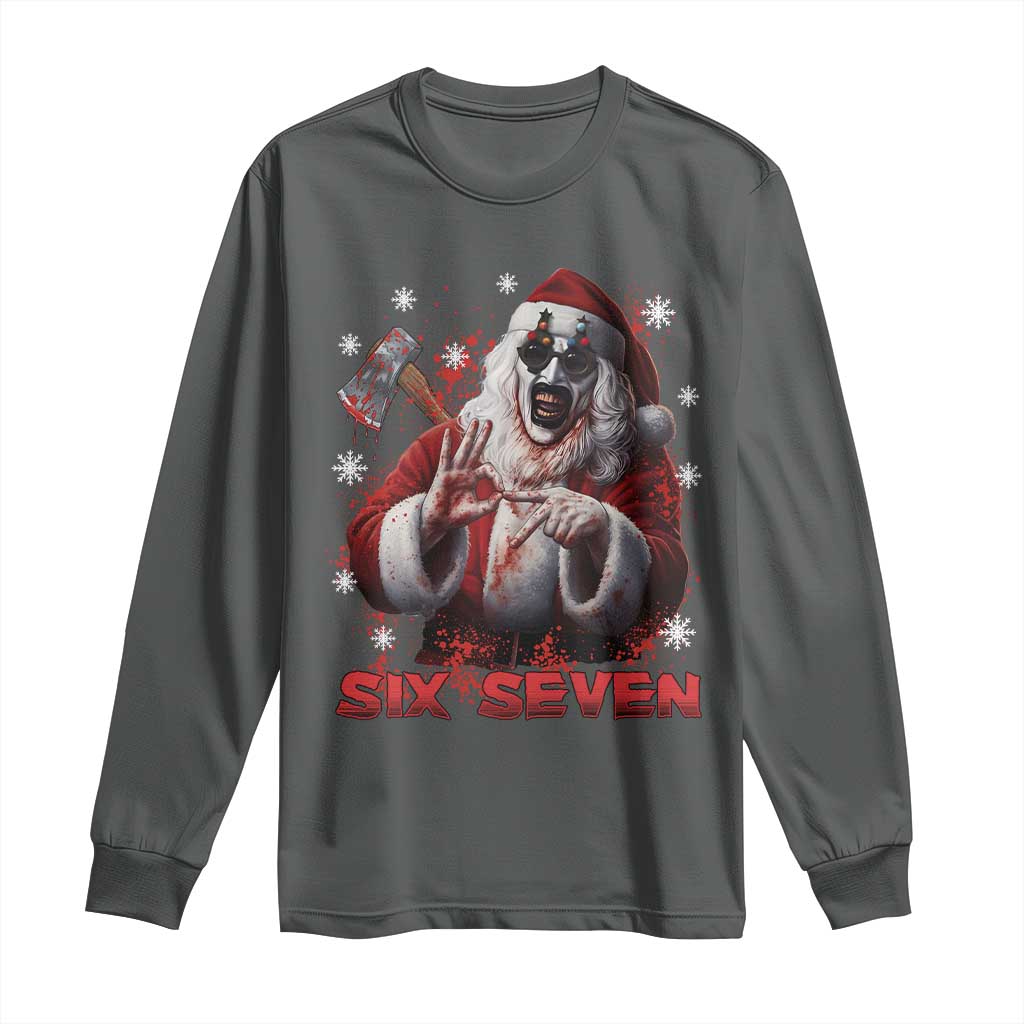 67 Terrifier Santa Horror Christmas Long Sleeve Shirt Funny Six Seven Meme Holiday Movie - Wonder Print Shop