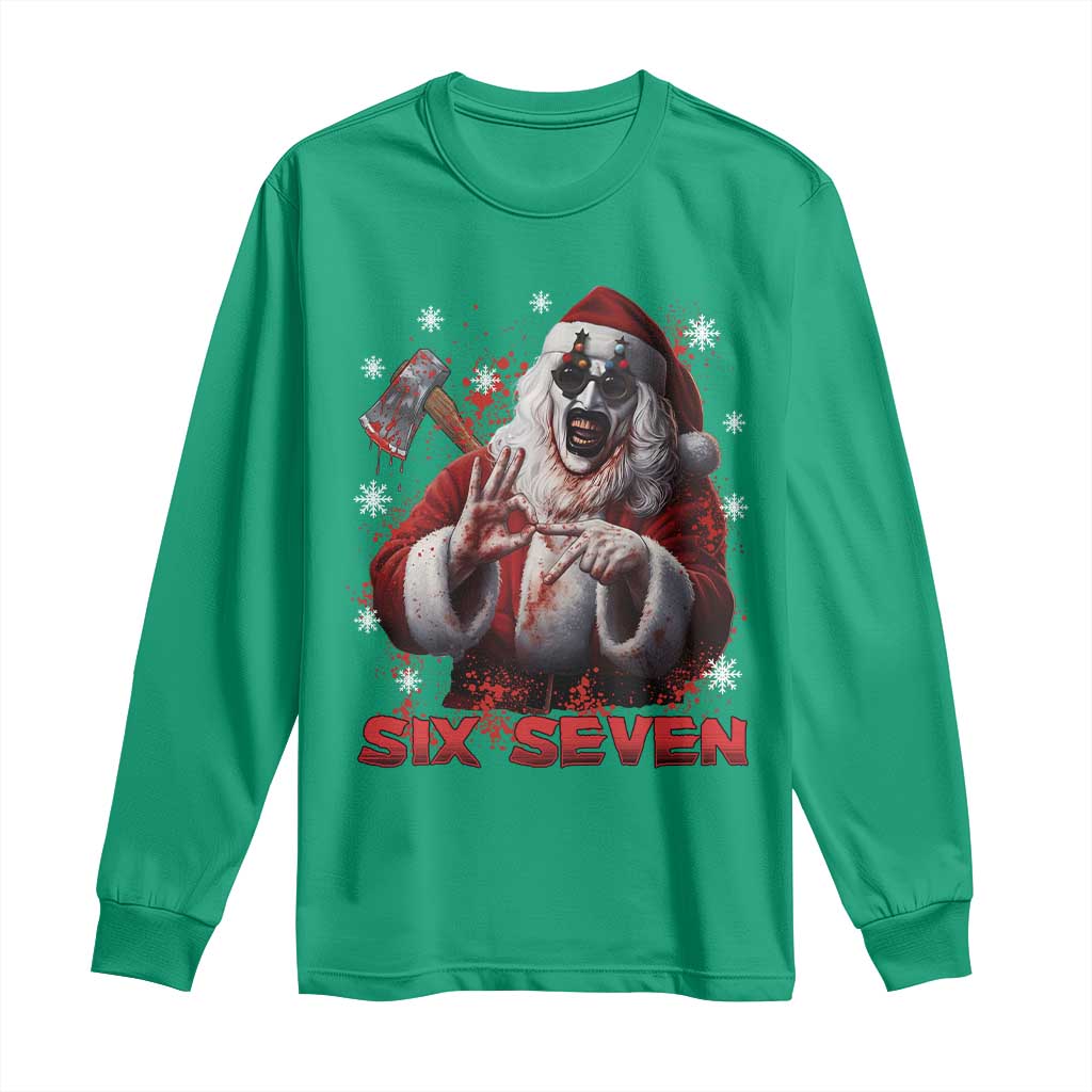 67 Terrifier Santa Horror Christmas Long Sleeve Shirt Funny Six Seven Meme Holiday Movie - Wonder Print Shop