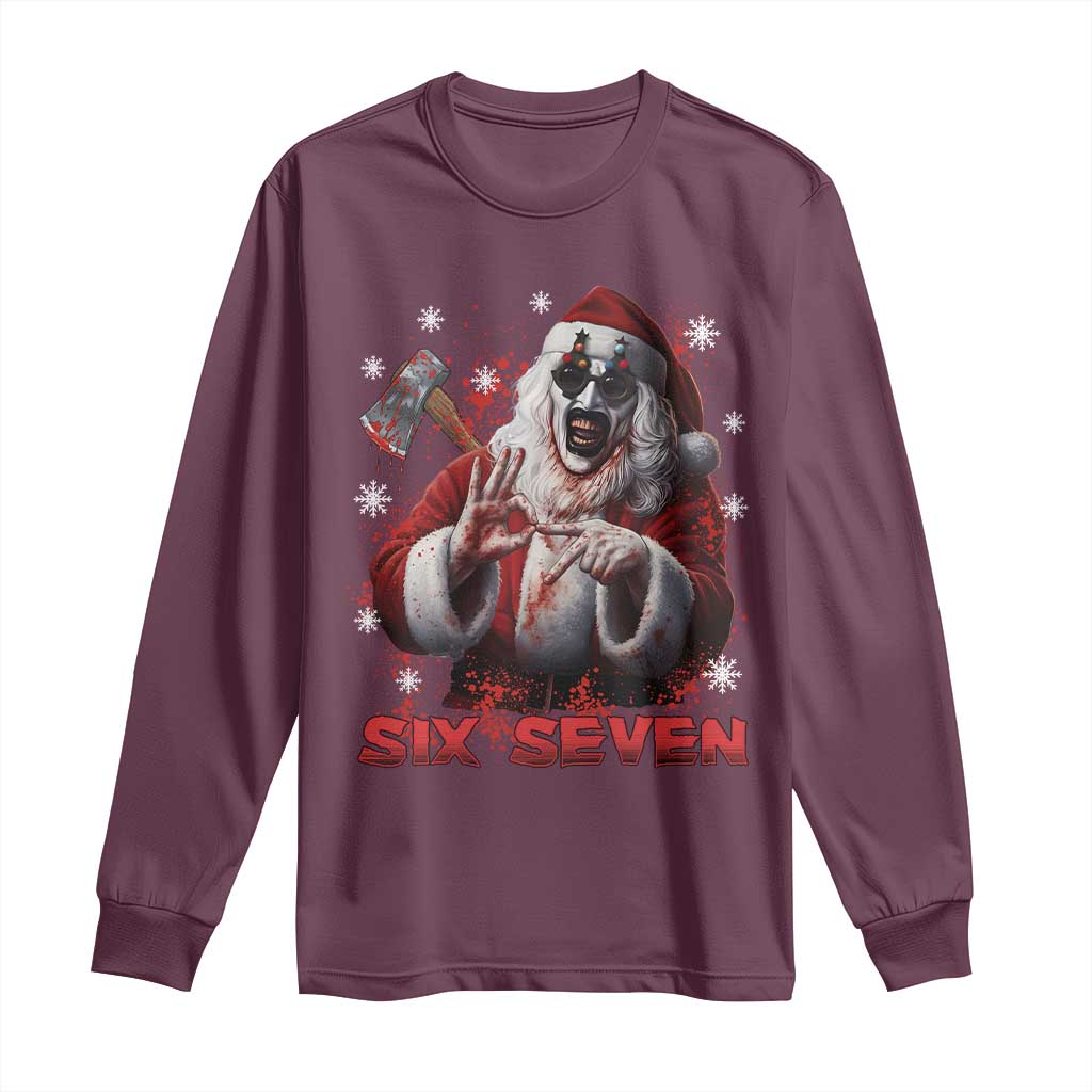 67 Terrifier Santa Horror Christmas Long Sleeve Shirt Funny Six Seven Meme Holiday Movie - Wonder Print Shop