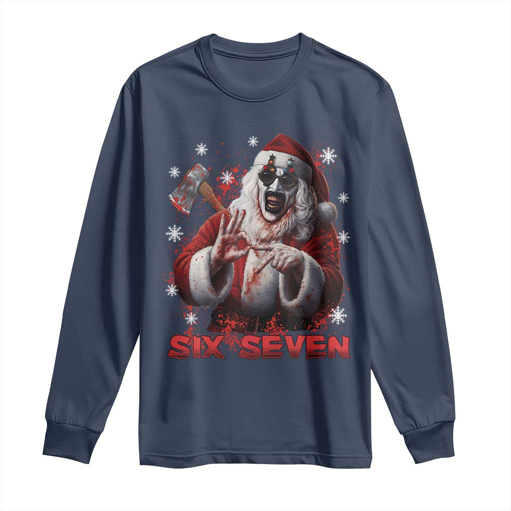 67 Terrifier Santa Horror Christmas Long Sleeve Shirt Funny Six Seven Meme Holiday Movie - Wonder Print Shop