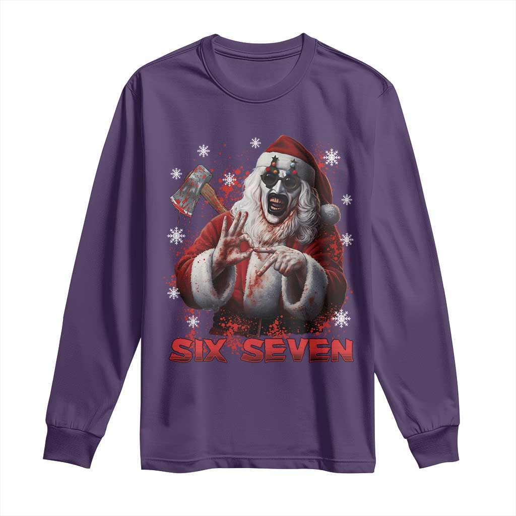 67 Terrifier Santa Horror Christmas Long Sleeve Shirt Funny Six Seven Meme Holiday Movie - Wonder Print Shop