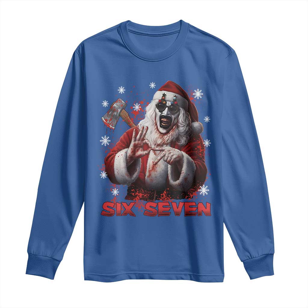 67 Terrifier Santa Horror Christmas Long Sleeve Shirt Funny Six Seven Meme Holiday Movie - Wonder Print Shop