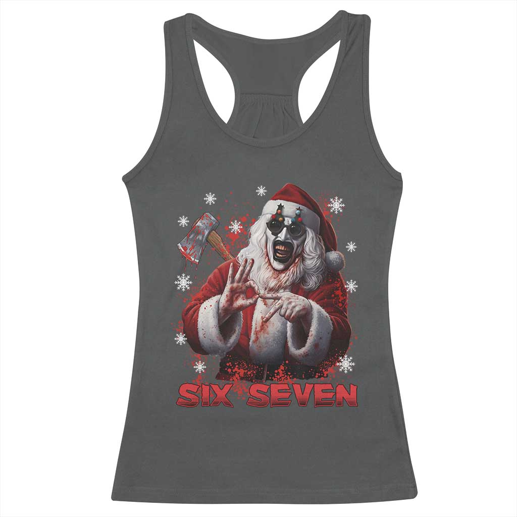 67 Terrifier Santa Horror Christmas Racerback Tank Top Funny Six Seven Meme Holiday Movie - Wonder Print Shop