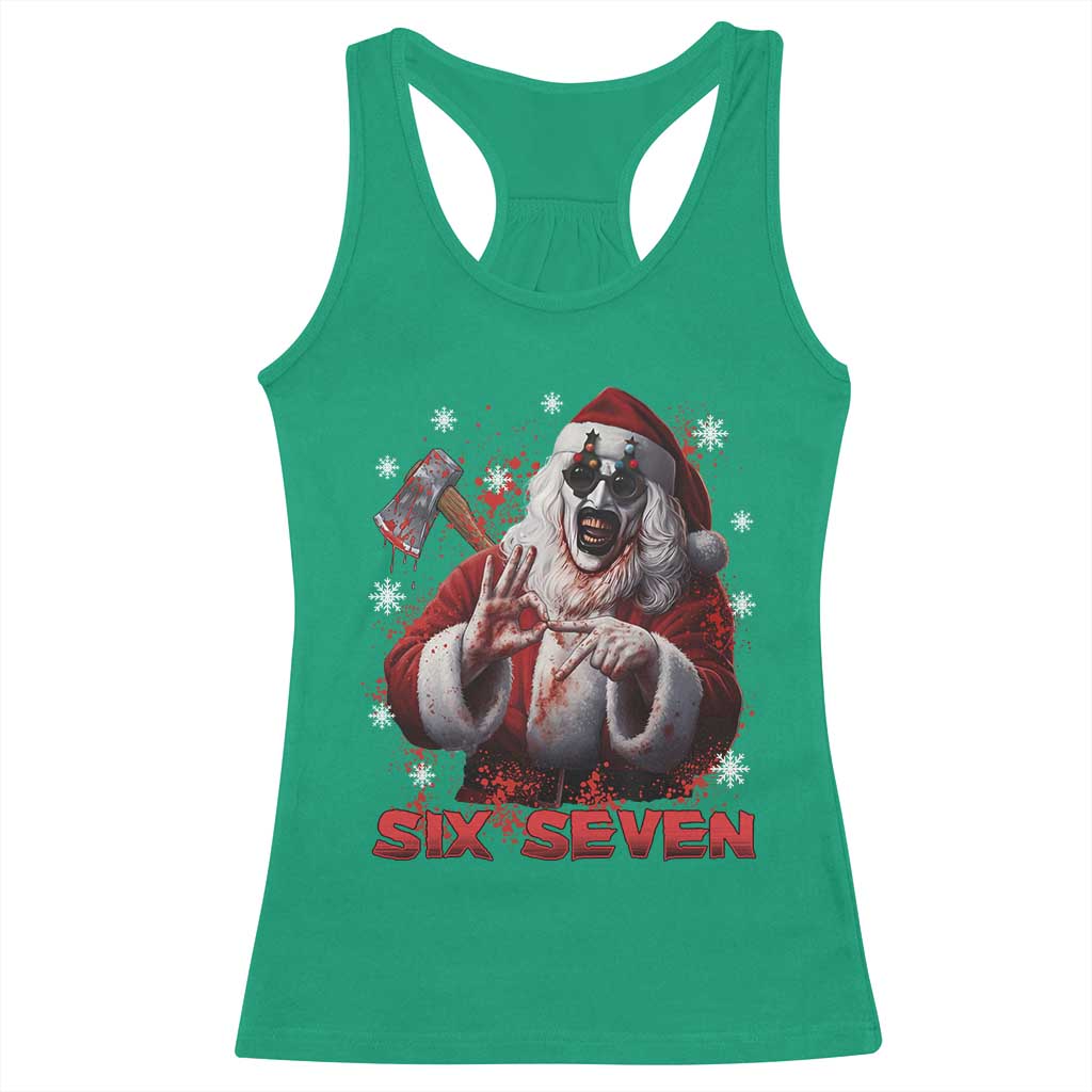 67 Terrifier Santa Horror Christmas Racerback Tank Top Funny Six Seven Meme Holiday Movie - Wonder Print Shop