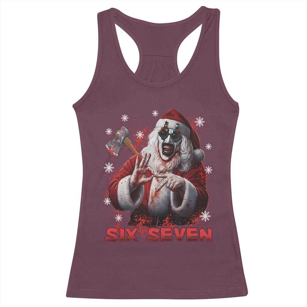 67 Terrifier Santa Horror Christmas Racerback Tank Top Funny Six Seven Meme Holiday Movie - Wonder Print Shop