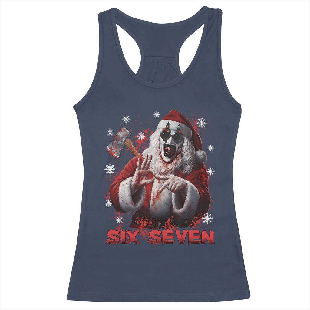 67 Terrifier Santa Horror Christmas Racerback Tank Top Funny Six Seven Meme Holiday Movie - Wonder Print Shop