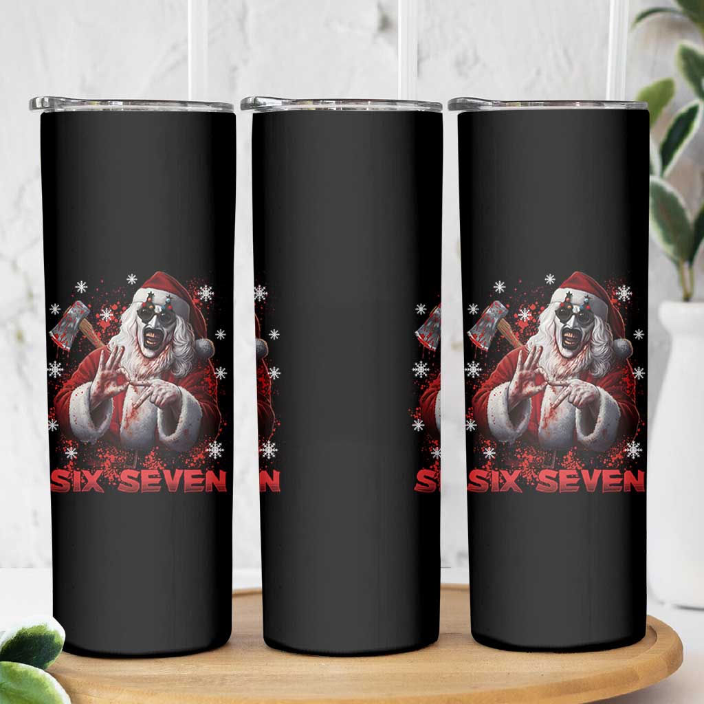 67 Terrifier Santa Horror Christmas Skinny Tumbler Funny Six Seven Meme Holiday Movie - Wonder Print Shop