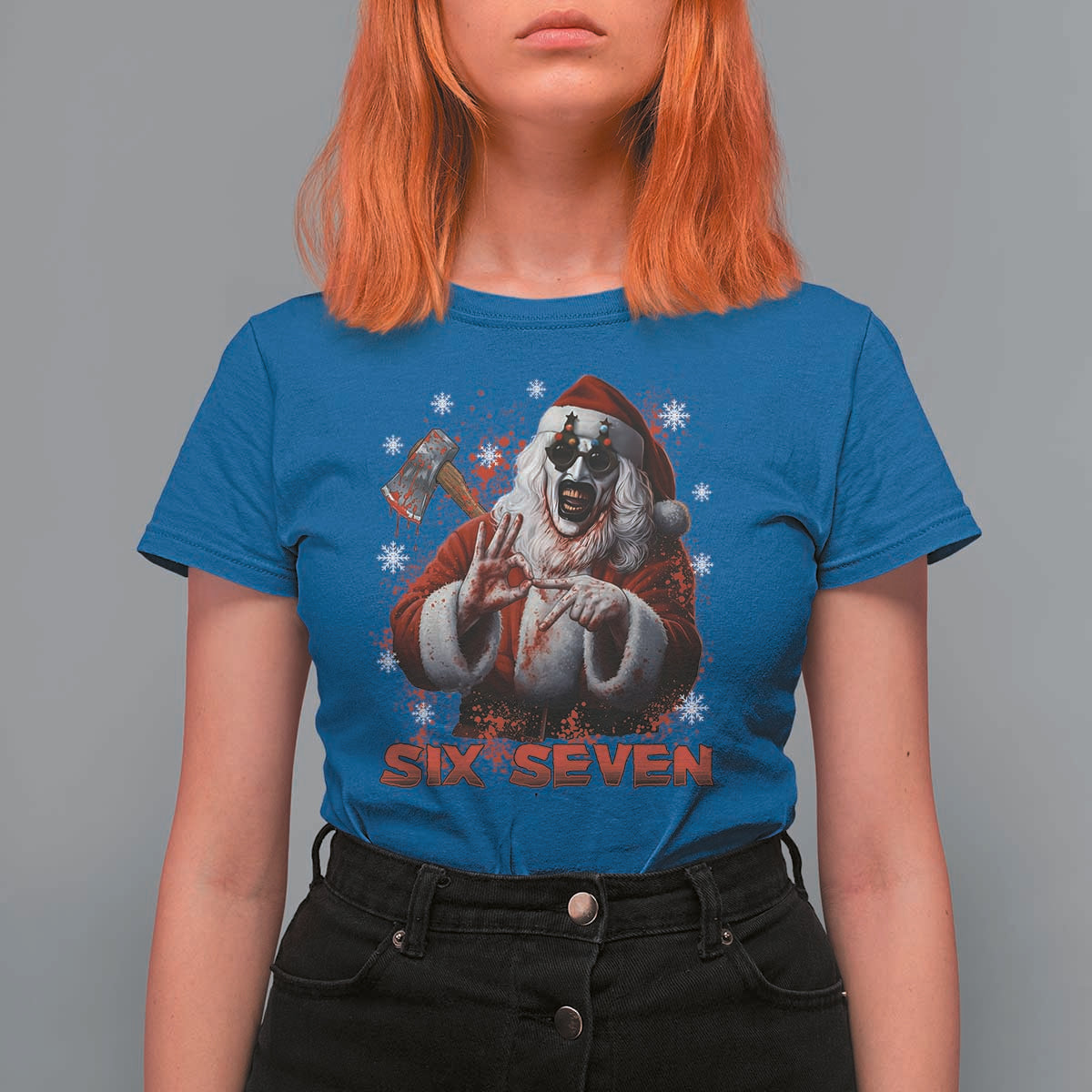 67 Terrifier Santa Horror Christmas T Shirt For Women Funny Six Seven Meme Holiday Movie - Wonder Print Shop
