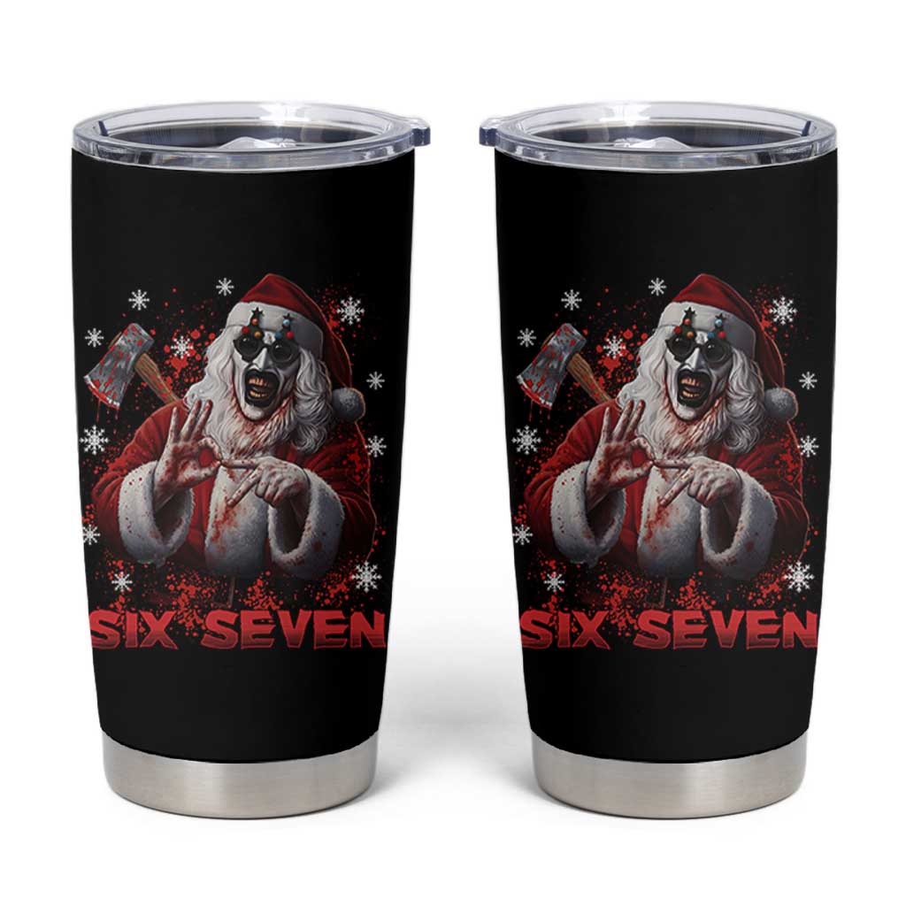 67 Terrifier Santa Horror Christmas Tumbler Cup Funny Six Seven Meme Holiday Movie - Wonder Print Shop