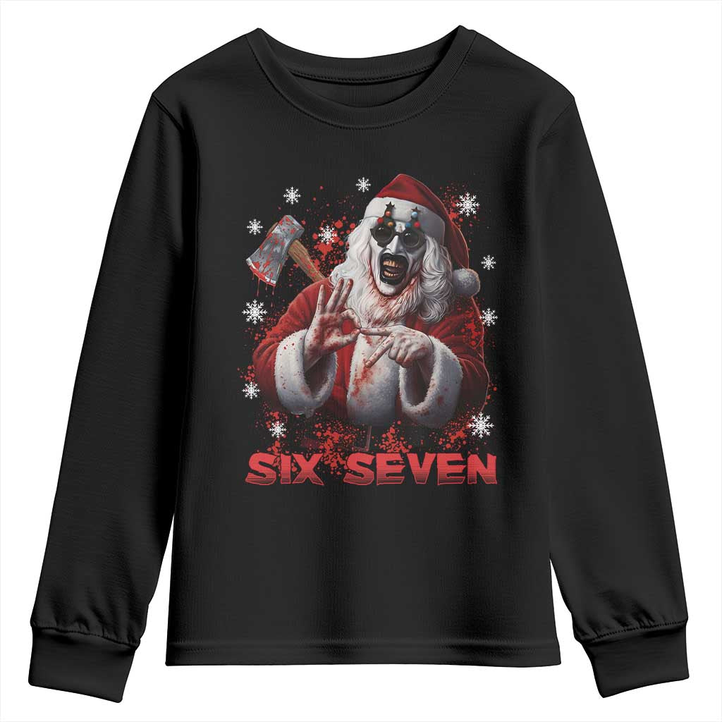 67 Terrifier Santa Horror Christmas Youth Sweatshirt Funny Six Seven Meme Holiday Movie - Wonder Print Shop