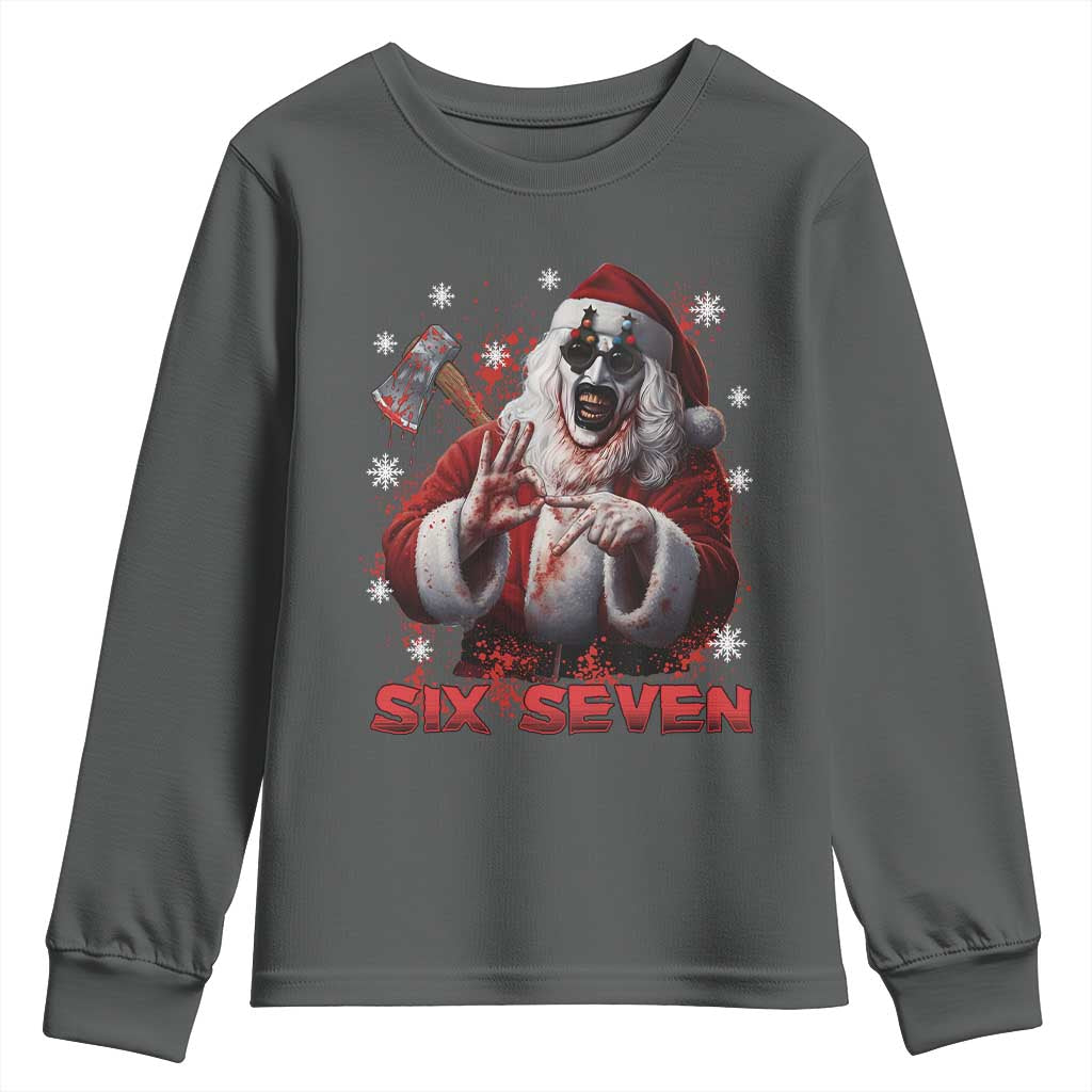 67 Terrifier Santa Horror Christmas Youth Sweatshirt Funny Six Seven Meme Holiday Movie - Wonder Print Shop