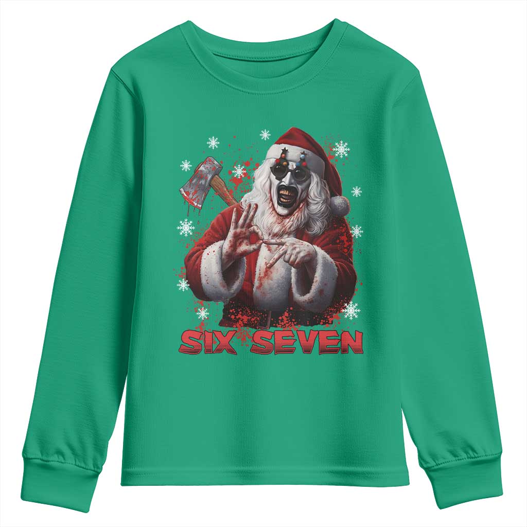 67 Terrifier Santa Horror Christmas Youth Sweatshirt Funny Six Seven Meme Holiday Movie - Wonder Print Shop