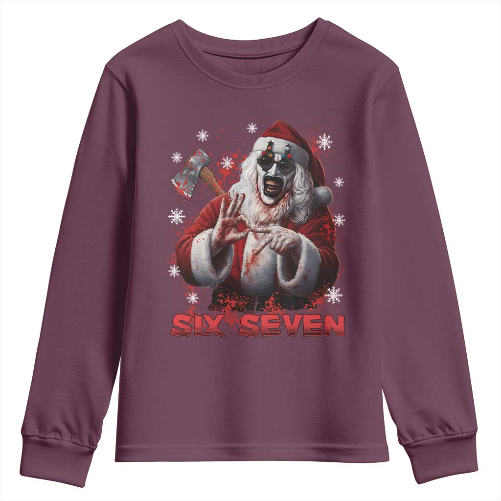 67 Terrifier Santa Horror Christmas Youth Sweatshirt Funny Six Seven Meme Holiday Movie - Wonder Print Shop