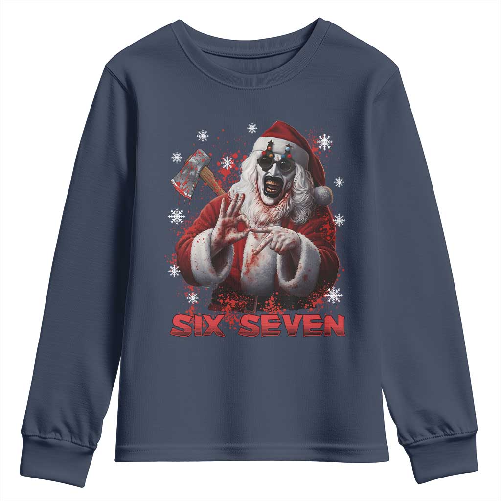 67 Terrifier Santa Horror Christmas Youth Sweatshirt Funny Six Seven Meme Holiday Movie - Wonder Print Shop