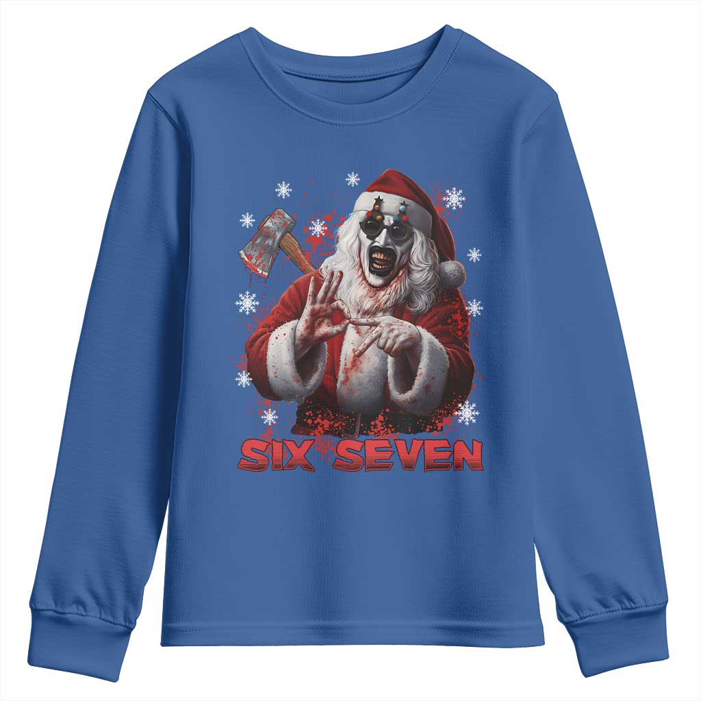67 Terrifier Santa Horror Christmas Youth Sweatshirt Funny Six Seven Meme Holiday Movie - Wonder Print Shop