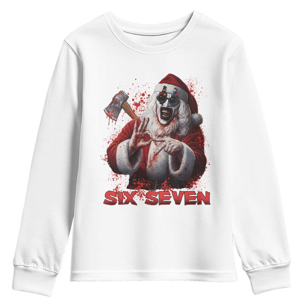 67 Terrifier Santa Horror Christmas Youth Sweatshirt Funny Six Seven Meme Holiday Movie - Wonder Print Shop
