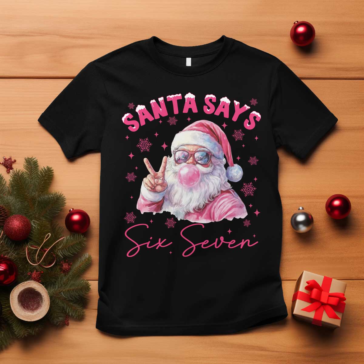 67 Six Seven Pink Santa Christmas Meme T Shirt - Wonder Print Shop