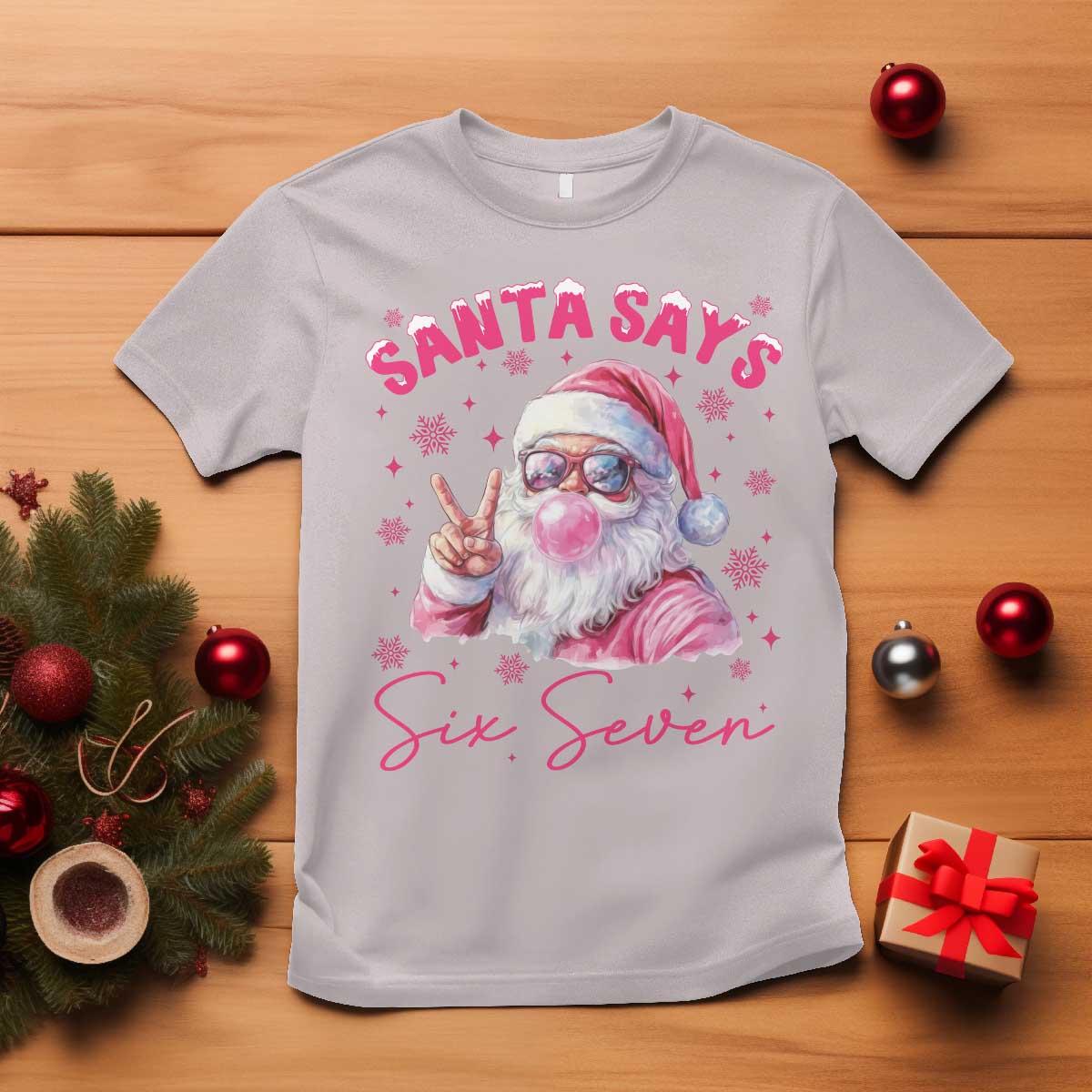 67 Six Seven Pink Santa Christmas Meme T Shirt - Wonder Print Shop